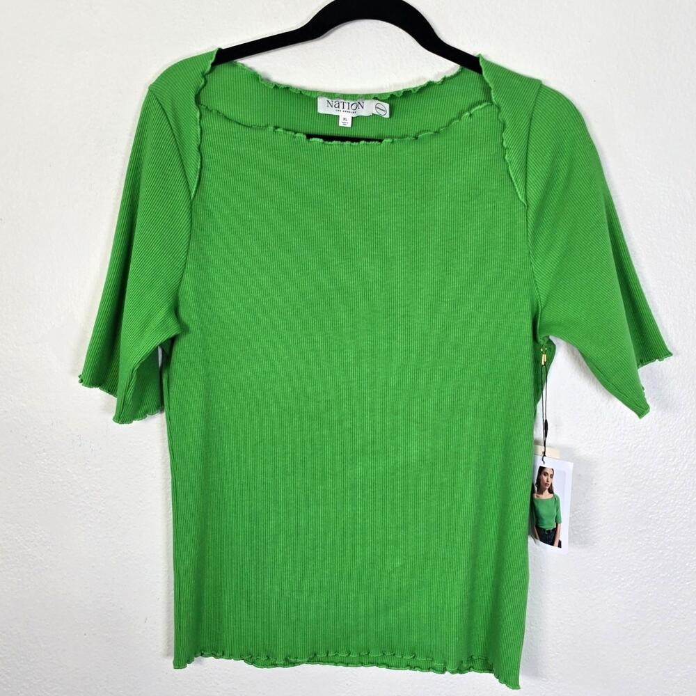 Nation LTD Julee Top Women's XL Lime Organic Cotton Spring Summer Wardrobe